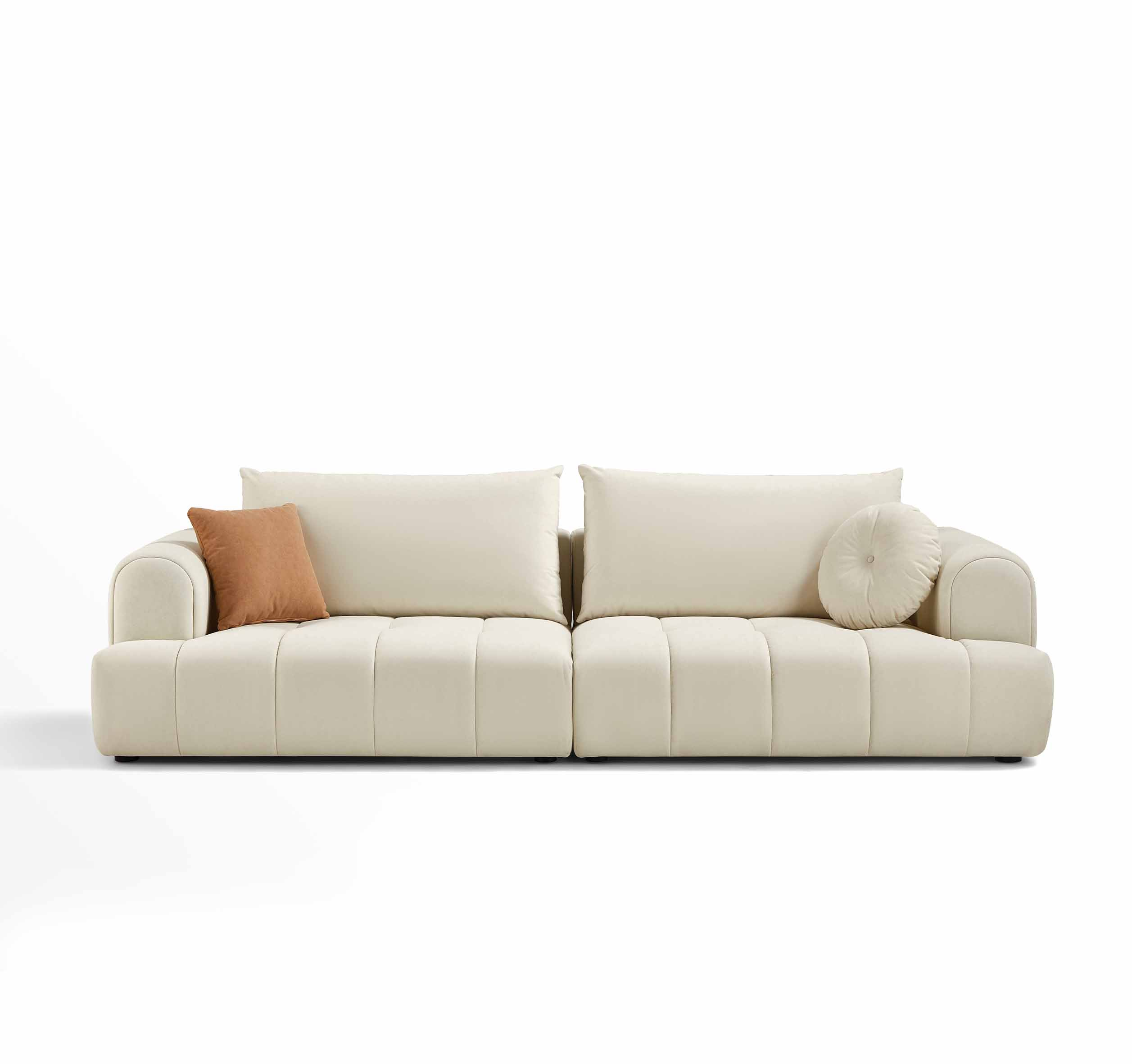 Yeliz 4-Seater Leathaire Sofa – Ivory