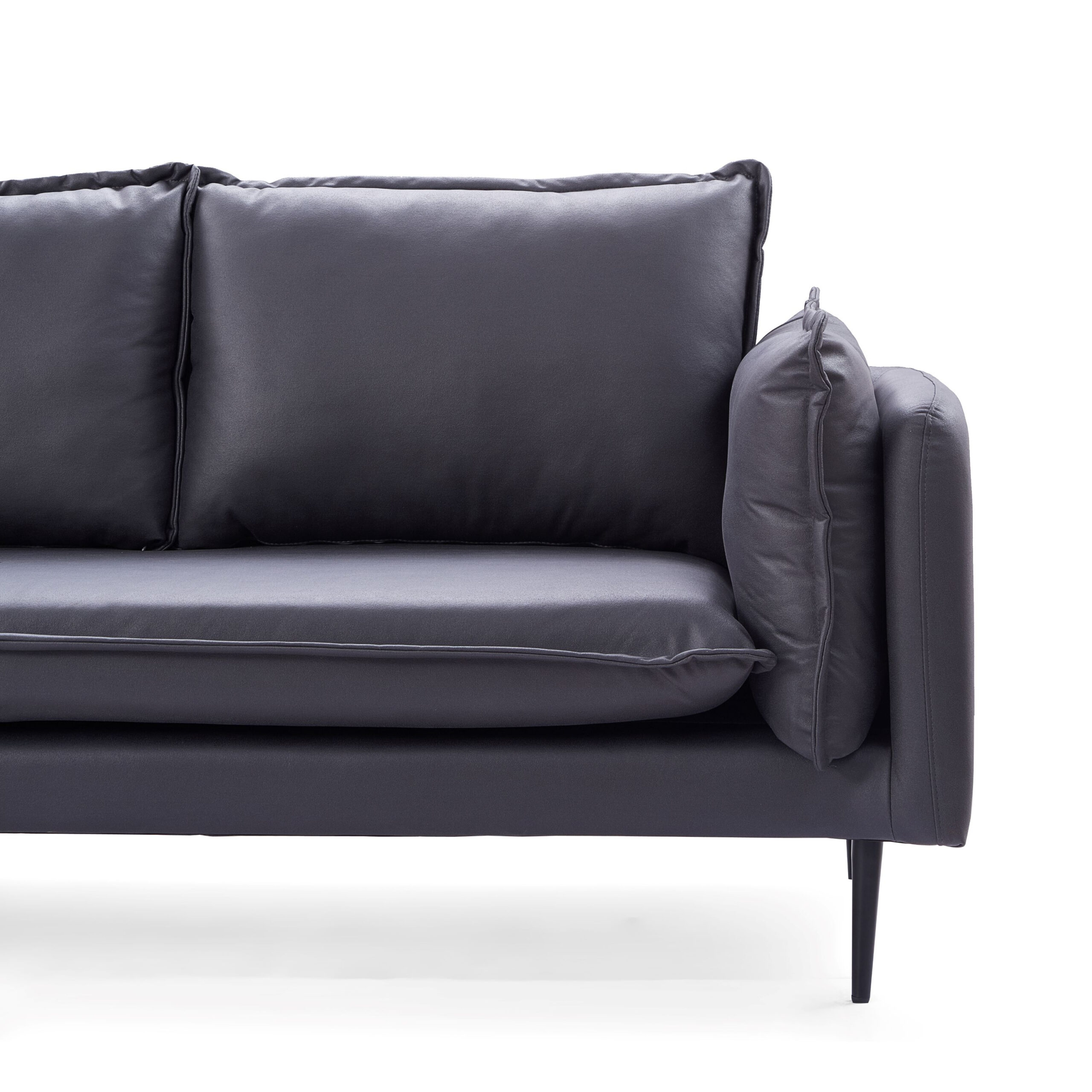 Adain 3-Seater Leathaire Sofa – Grey - Image 5