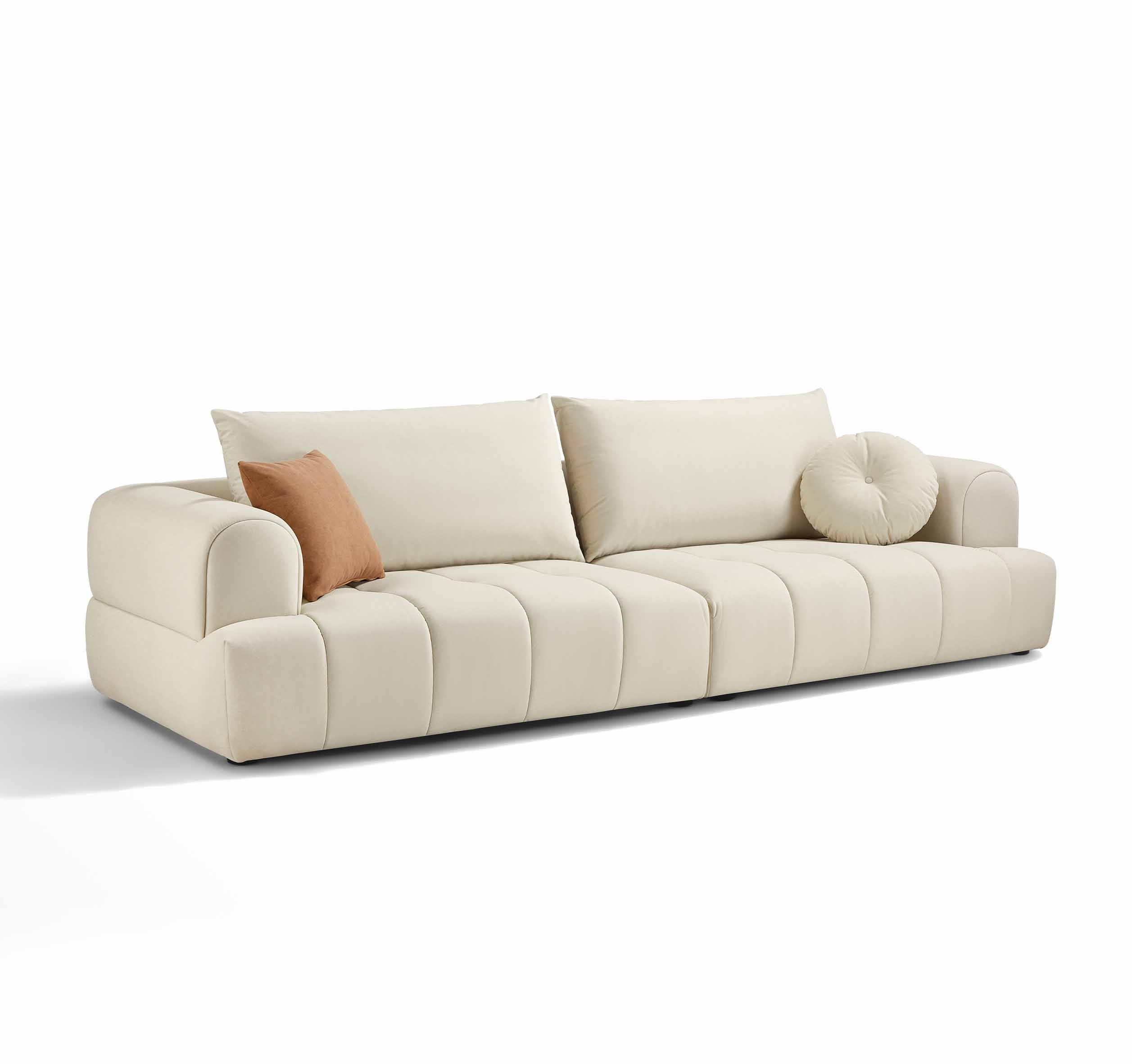 Yeliz 4-Seater Leathaire Sofa – Ivory - Image 2