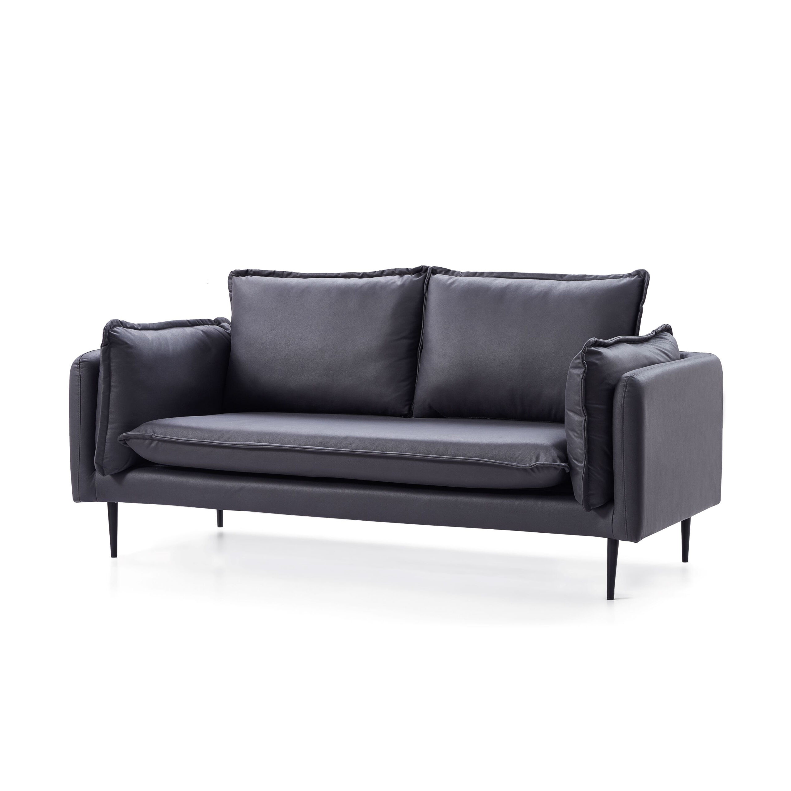 Adain 3-Seater Leathaire Sofa – Grey - Image 2