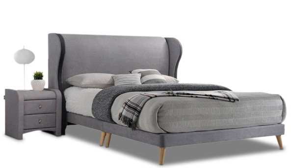 Vicson Wingback Fabric Bed Frame With Side Table - Image 2