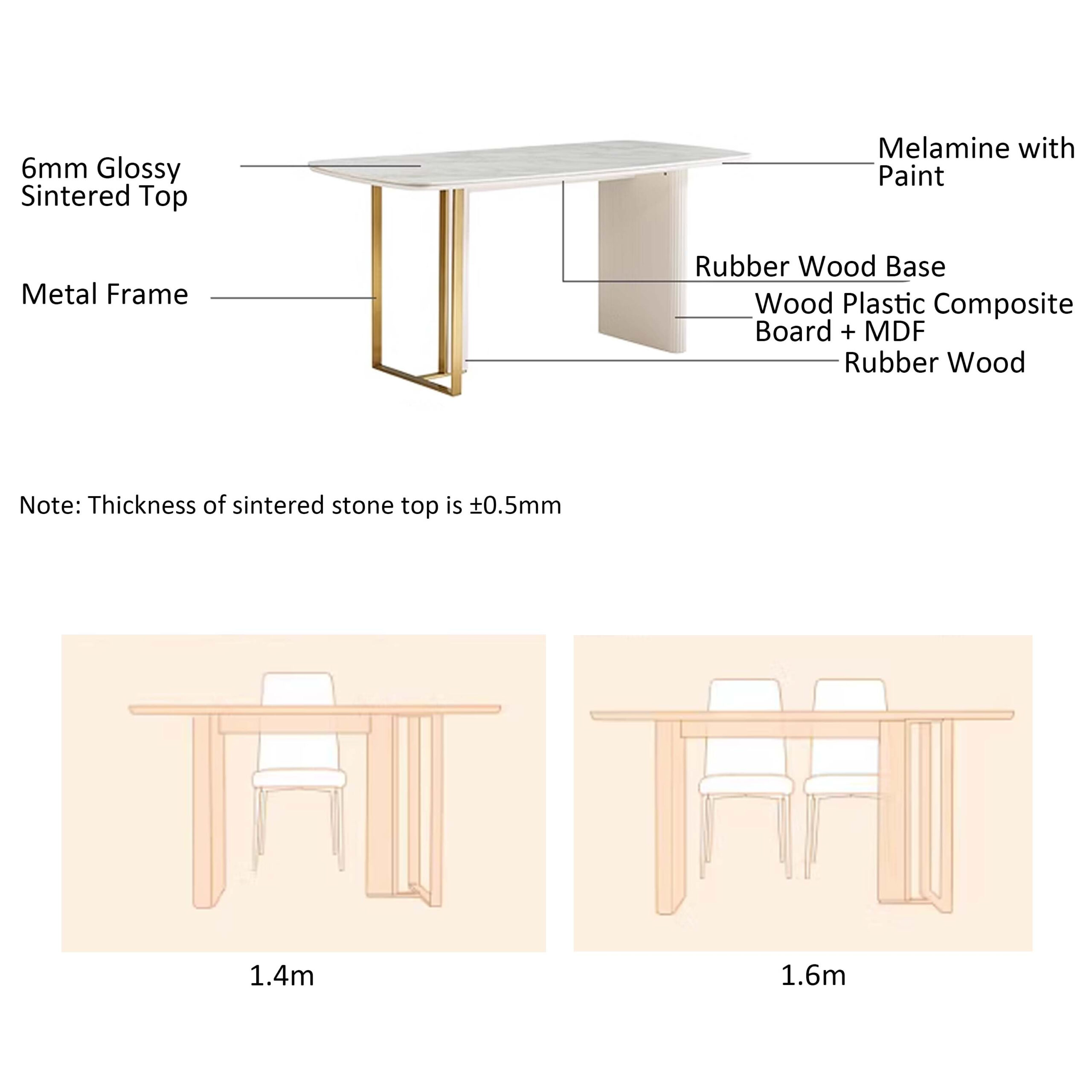 Branduff Modern Luxe Sintered Stone Dining Table – Cream & Gold - Image 8