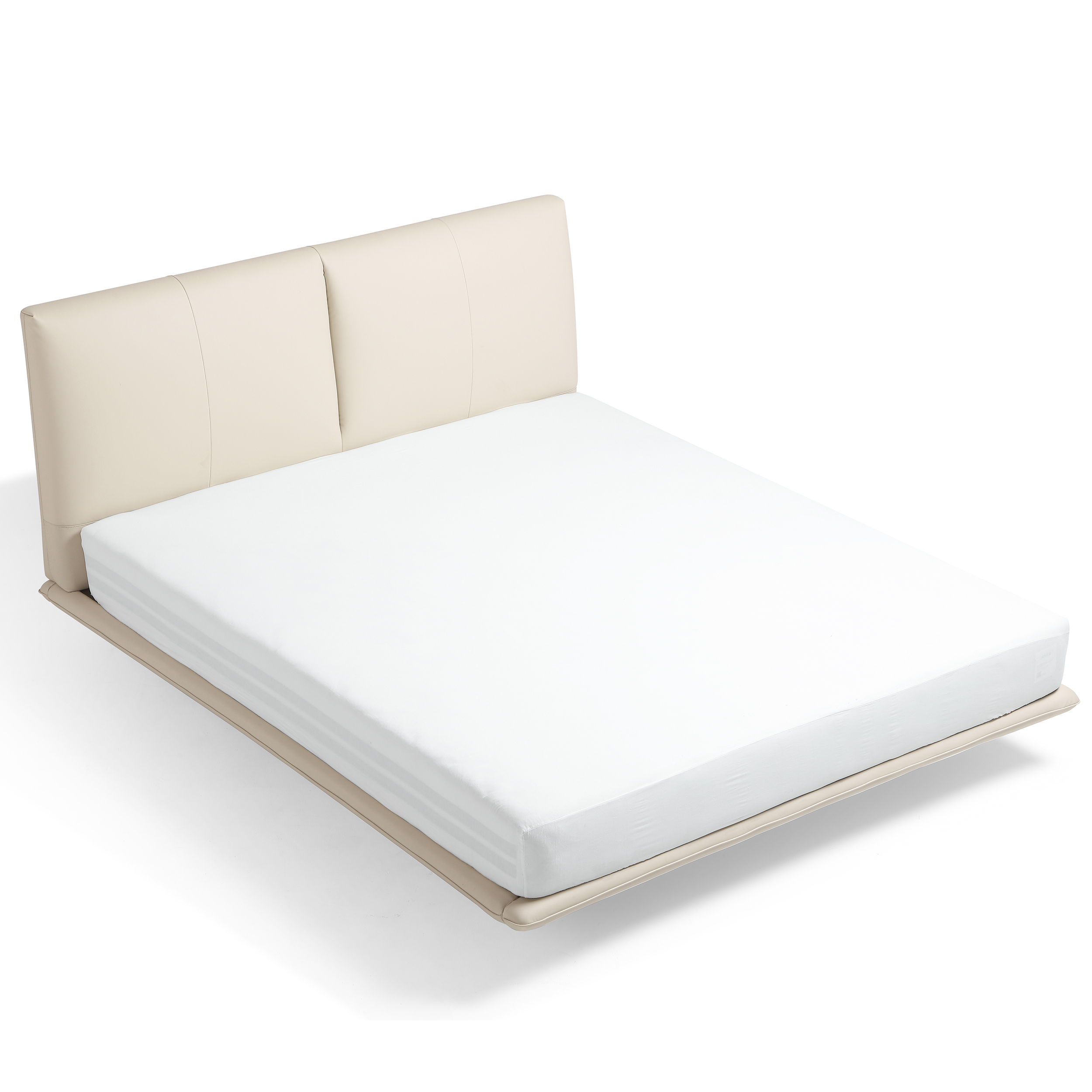 Leandrew Taupe Upholstered Bed Frame + Pedestals - Image 4