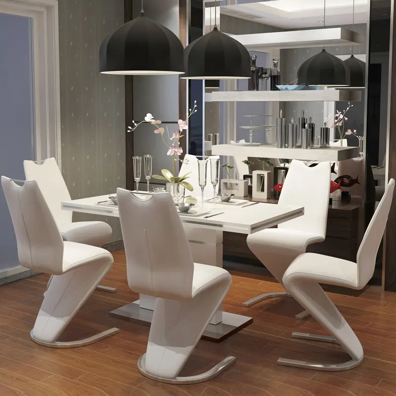 Lucenzo Modern Leather Dining Table Set - Image 2