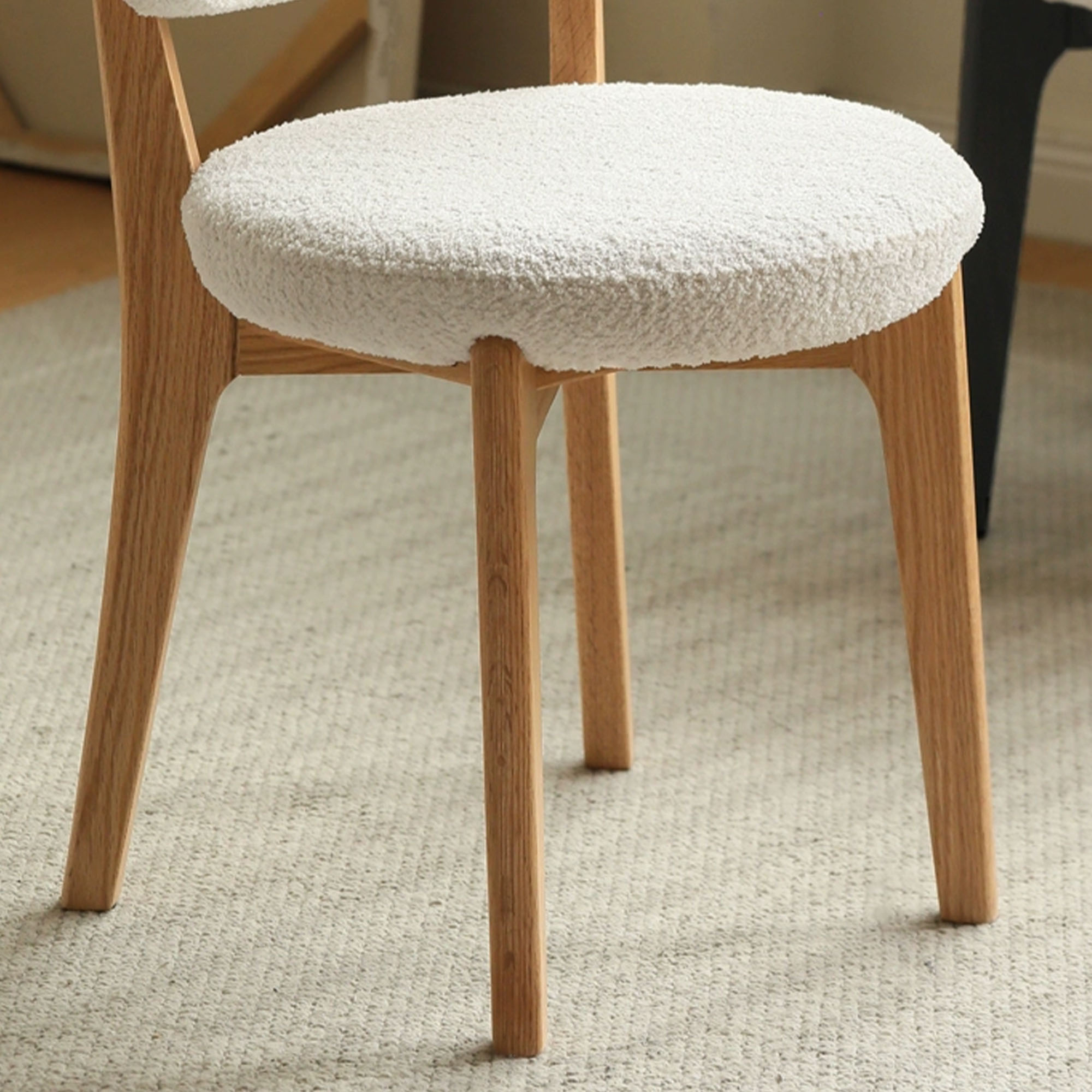 Lartius Boucle Fabric Oak Wood Chair - Image 5