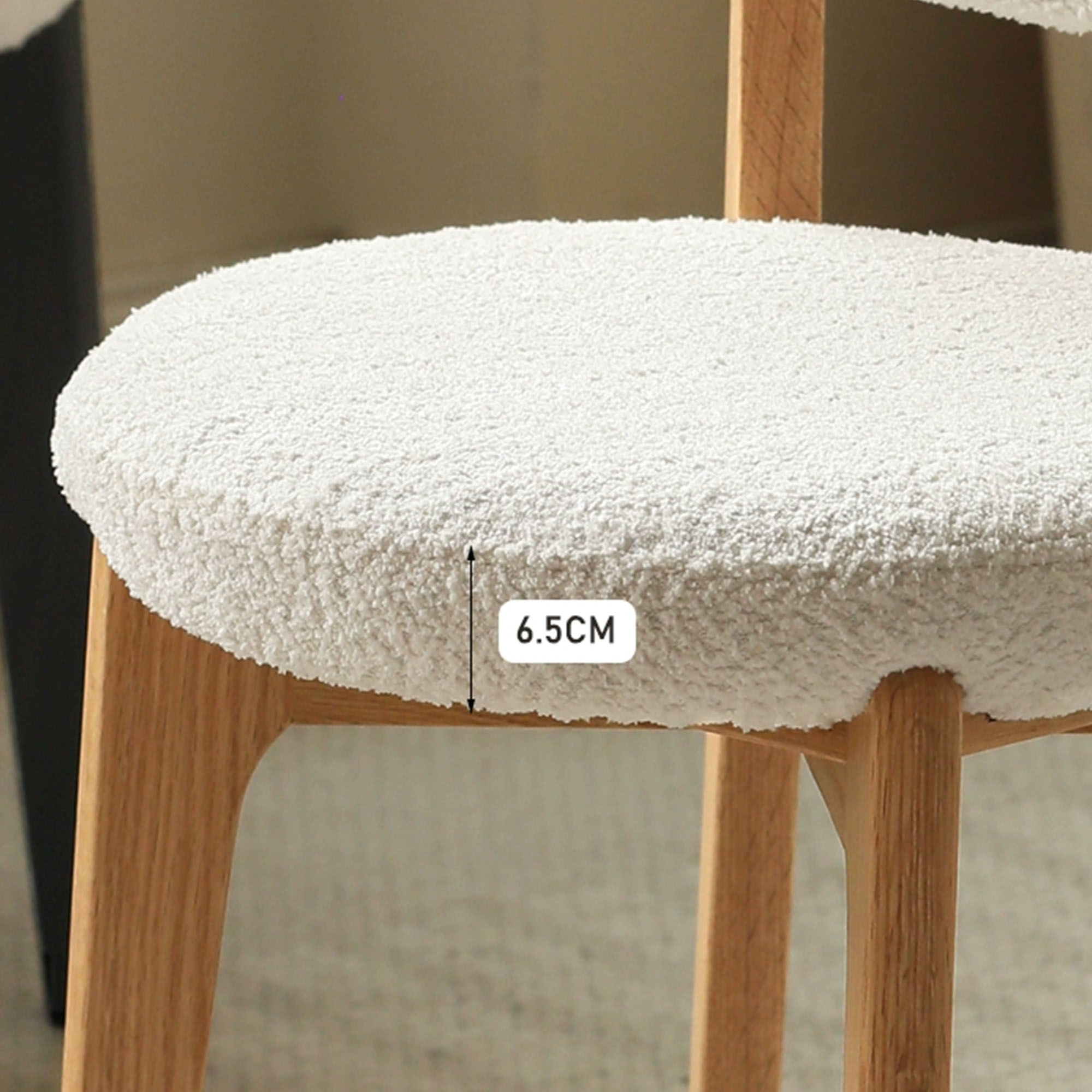 Lartius Boucle Fabric Oak Wood Chair - Image 2